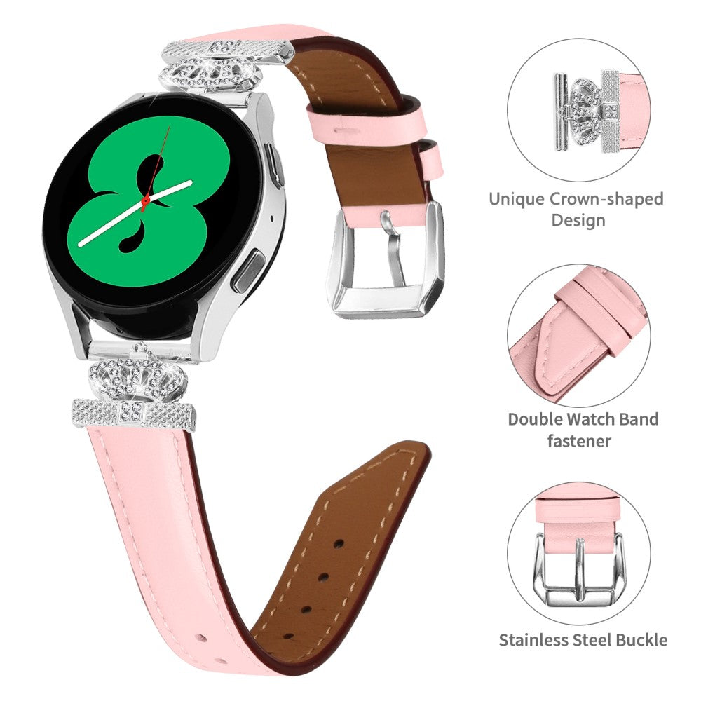 Fed Kunstlæder Og Rhinsten Universal Rem passer til Samsung Smartwatch - Pink#serie_2
