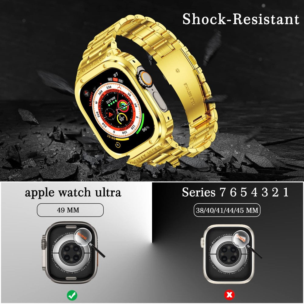 Mega Sejt Metal Universal Rem passer til Apple Smartwatch - Guld#serie_2