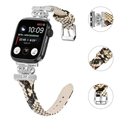 Pænt Kunstlæder Og Rhinsten Universal Rem passer til Apple Smartwatch - Brun#serie_4