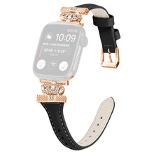 Godt Kunstlæder Og Rhinsten Universal Rem passer til Apple Smartwatch - Sort#serie_1