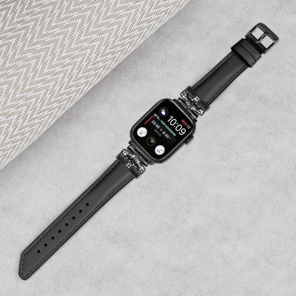 Kønt Kunstlæder Og Rhinsten Universal Rem passer til Apple Smartwatch - Sort#serie_1