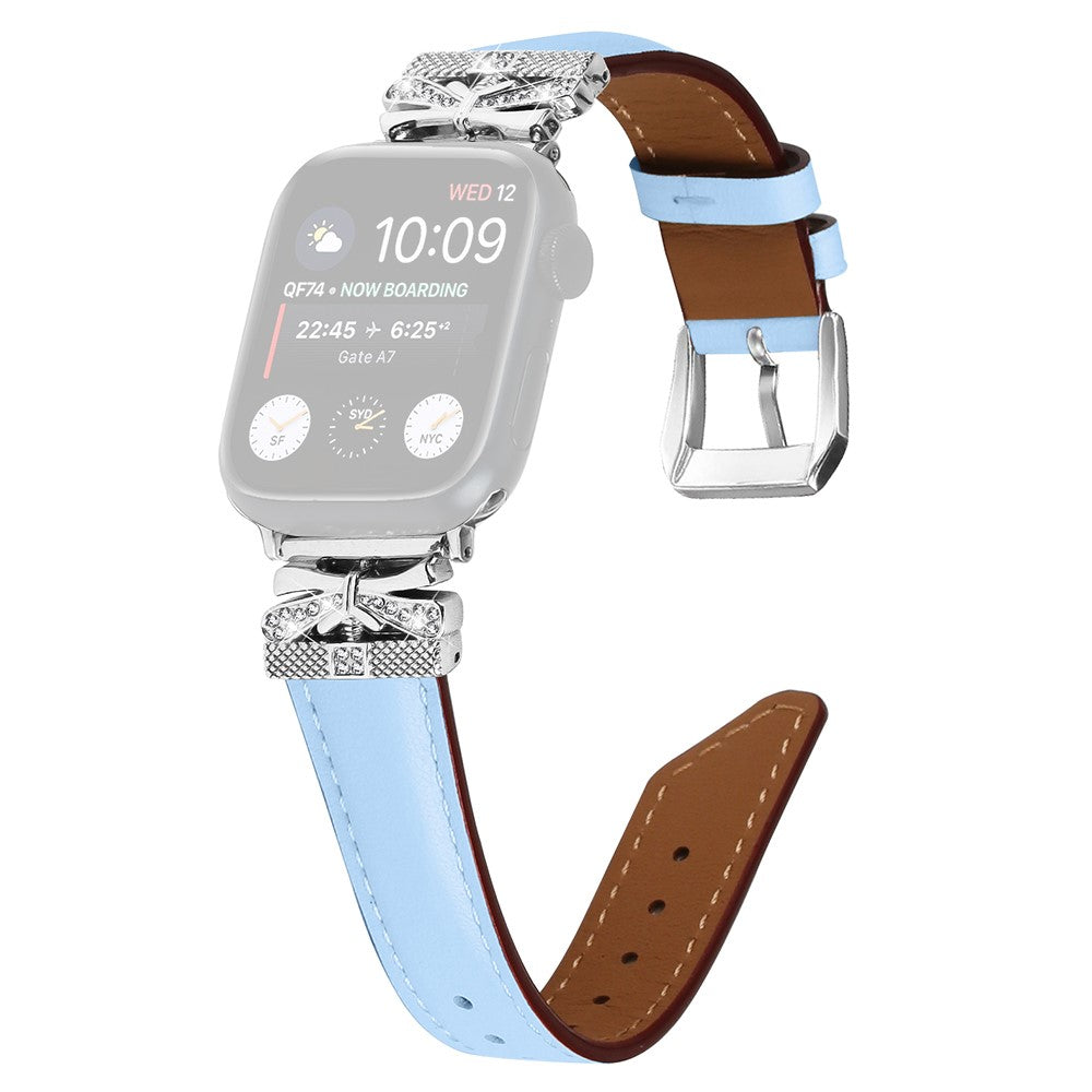 Cool Kunstlæder Og Rhinsten Universal Rem passer til Apple Smartwatch - Blå#serie_4