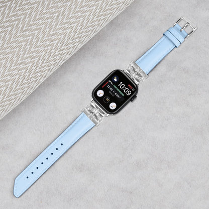 Cool Kunstlæder Og Rhinsten Universal Rem passer til Apple Smartwatch - Blå#serie_4