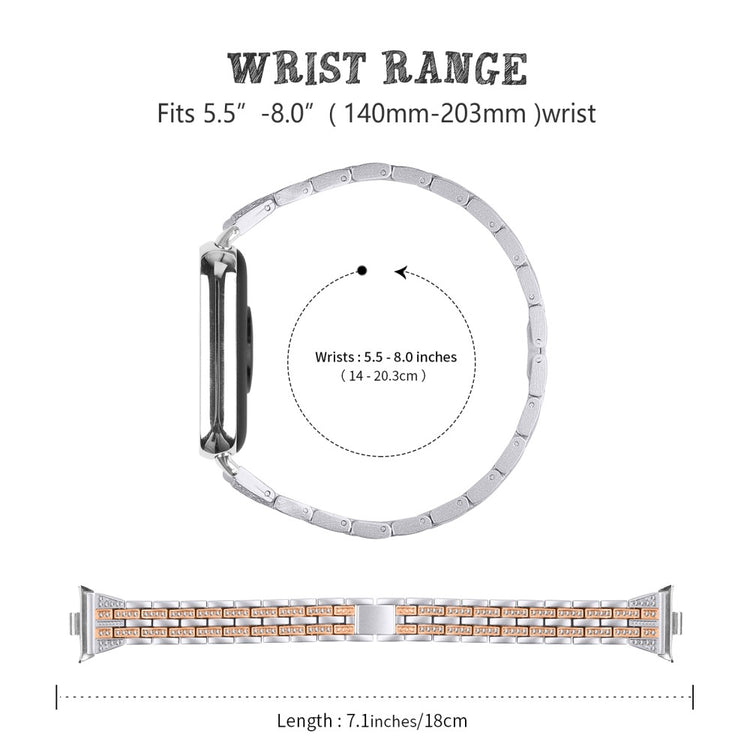 Vildt Holdbart Rhinsten Rem passer til Xiaomi Smart Band 8 Pro - Sølv#serie_5