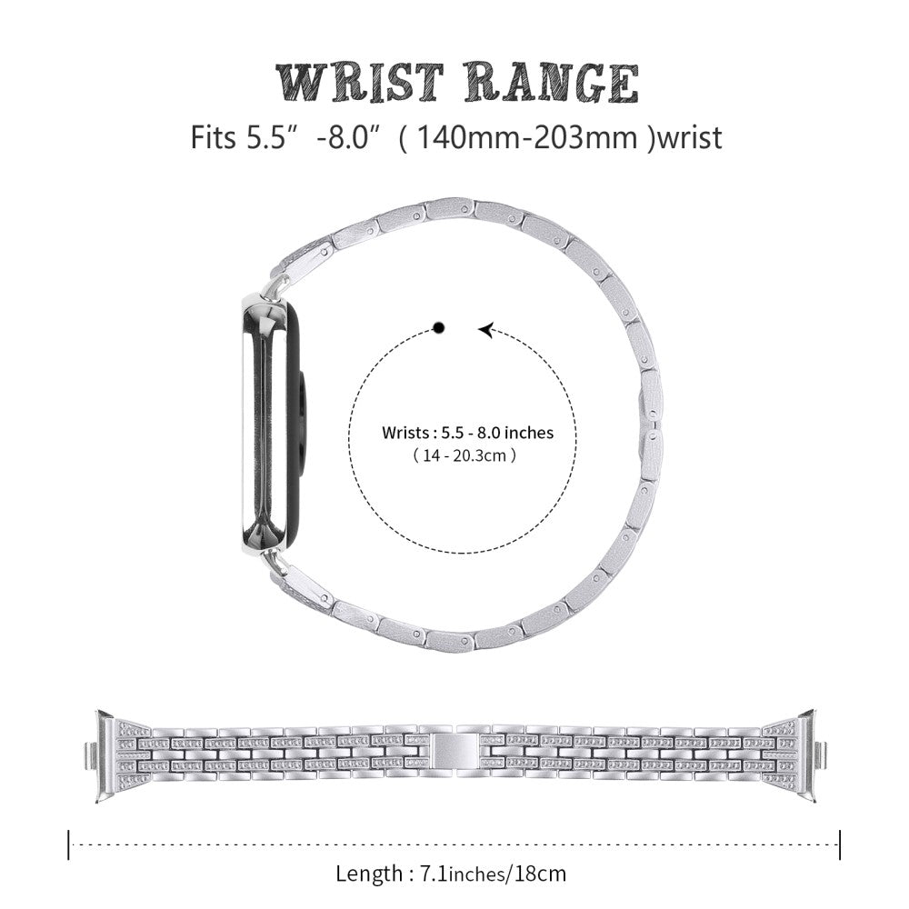 Vildt Holdbart Rhinsten Rem passer til Xiaomi Smart Band 8 Pro - Sølv#serie_6