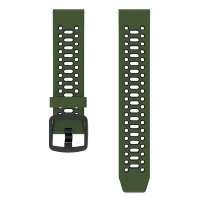 Coros Apex Pro / Samsung Gear S3 Frontier / Gear S3 Classic Breathable Silicone Strap 22mm Dual Color Watch Band - Army Green / Black#serie_6