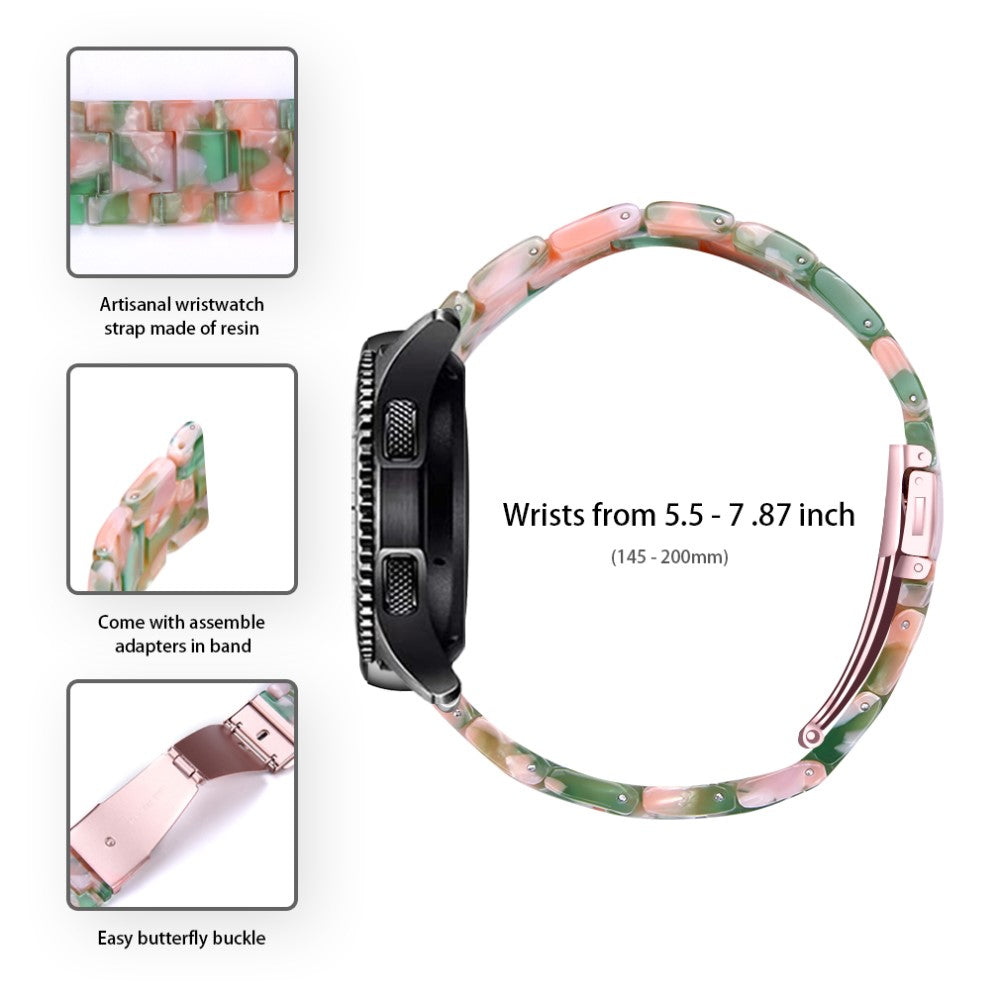 Garmin Vivoactive 4 Replacement Watch Strap 22mm Water Resistant Resin Watch Band - Pink / Green#serie_9