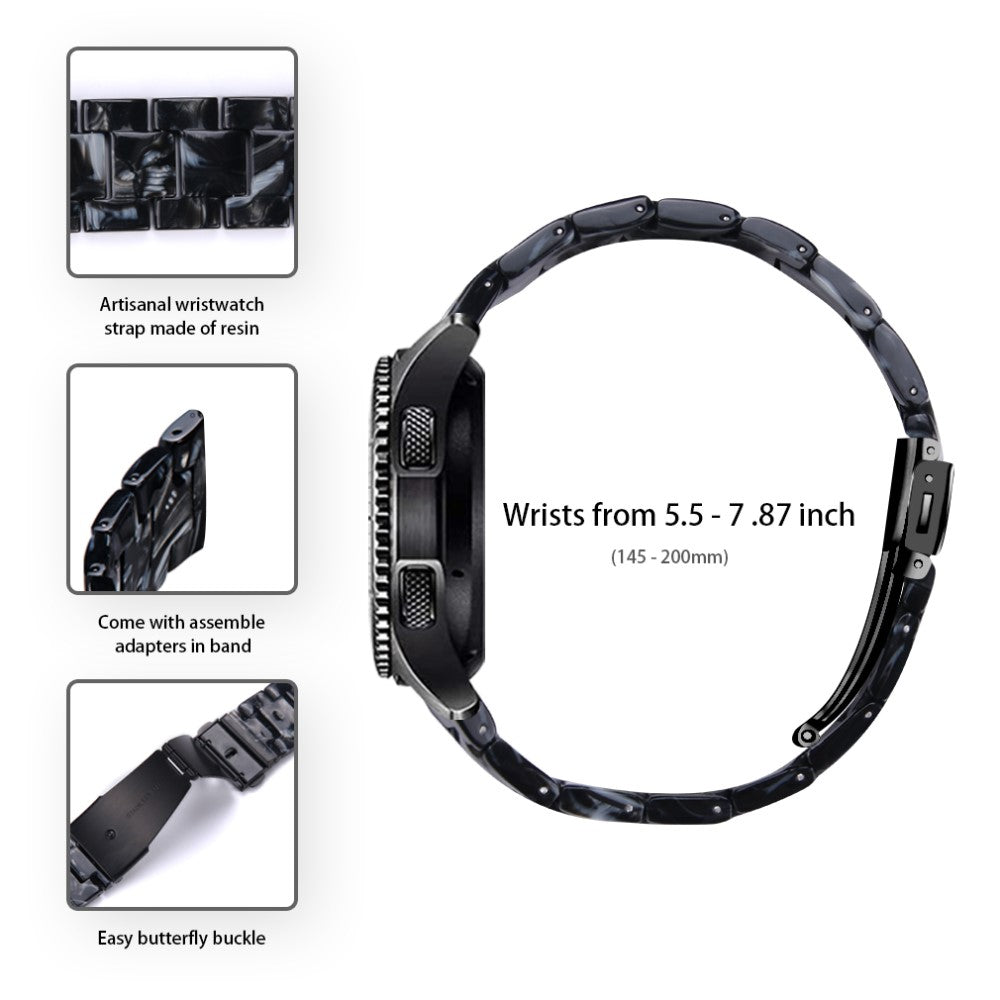 Garmin Vivoactive 4 Replacement Watch Strap 22mm Water Resistant Resin Watch Band - Black Flower#serie_12