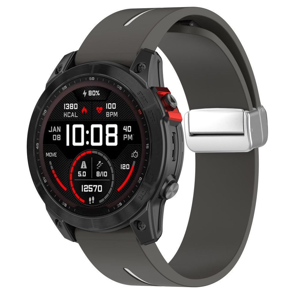 Mega Hårdfør Silikone Universal Rem passer til Garmin Smartwatch - Sølv#serie_3