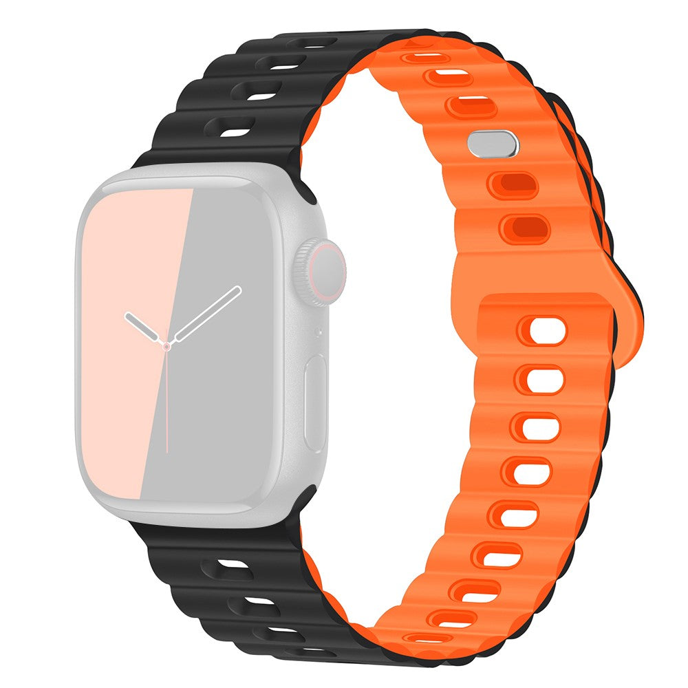 Rigtigt Sejt Silikone Universal Rem passer til Apple Smartwatch - Orange#serie_6