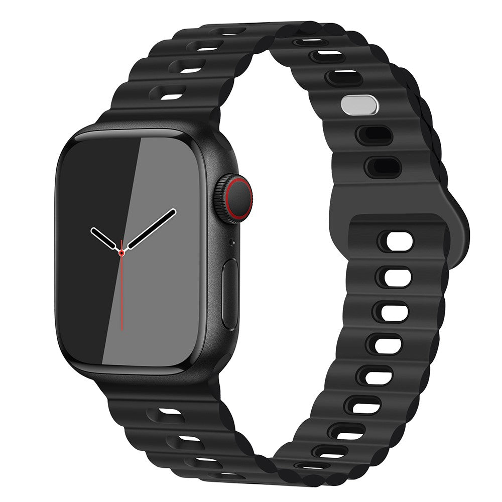 Rigtigt Sejt Silikone Universal Rem passer til Apple Smartwatch - Sort#serie_8