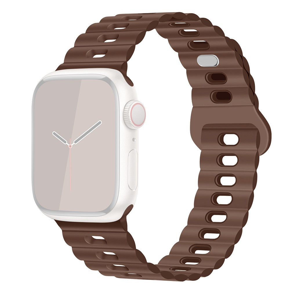 Rigtigt Sejt Silikone Universal Rem passer til Apple Smartwatch - Brun#serie_15