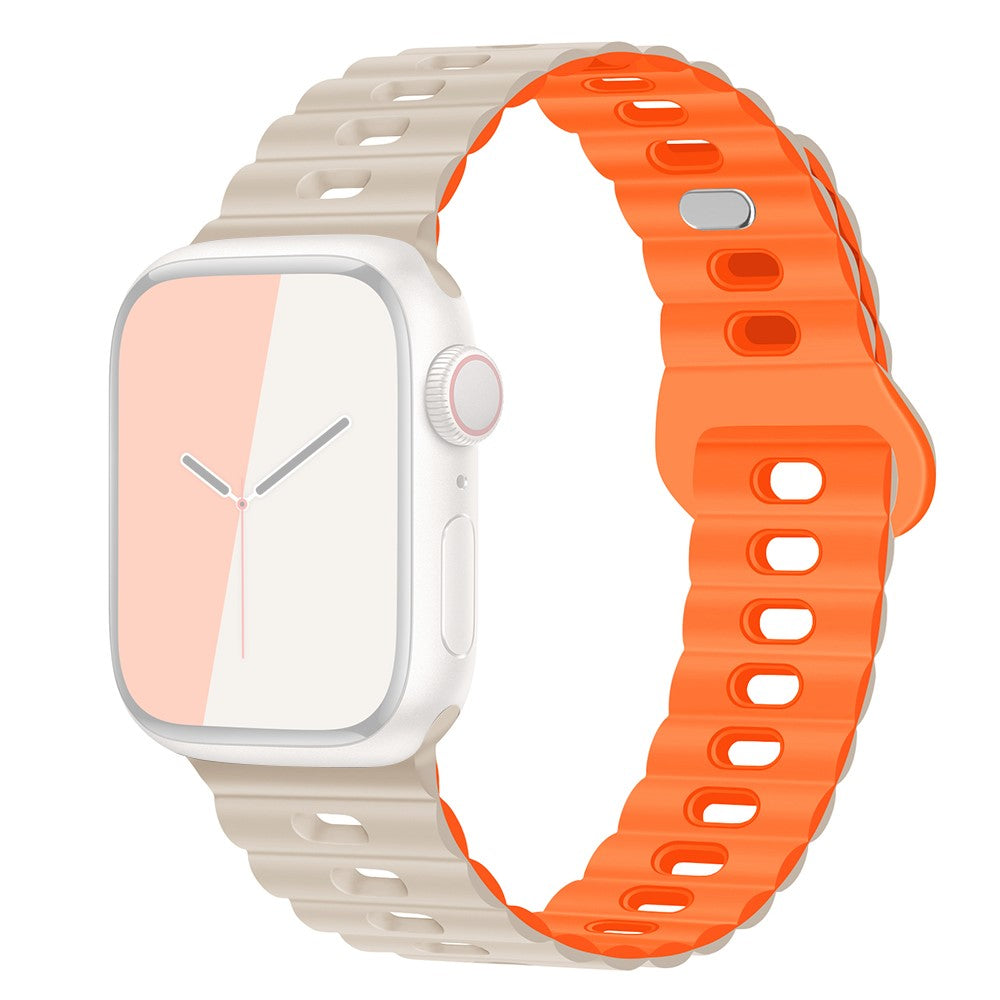 Rigtigt Sejt Silikone Universal Rem passer til Apple Smartwatch - Orange#serie_21