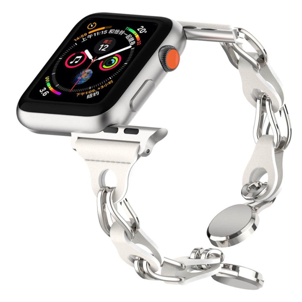 Fint Kunstlæder Universal Rem passer til Apple Smartwatch - Hvid#serie_2