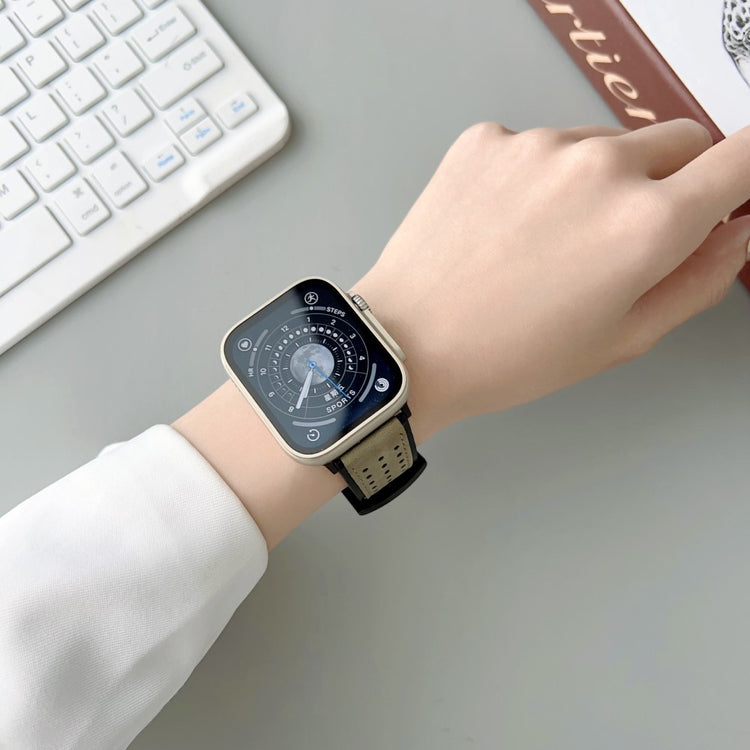 Fortrinligt Ægte Læder Universal Rem passer til Apple Smartwatch - Sort#serie_3