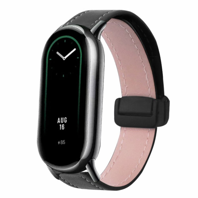 Rigtigt Rart Ægte Læder Rem passer til Xiaomi Smart Band 8 - Sort#serie_1