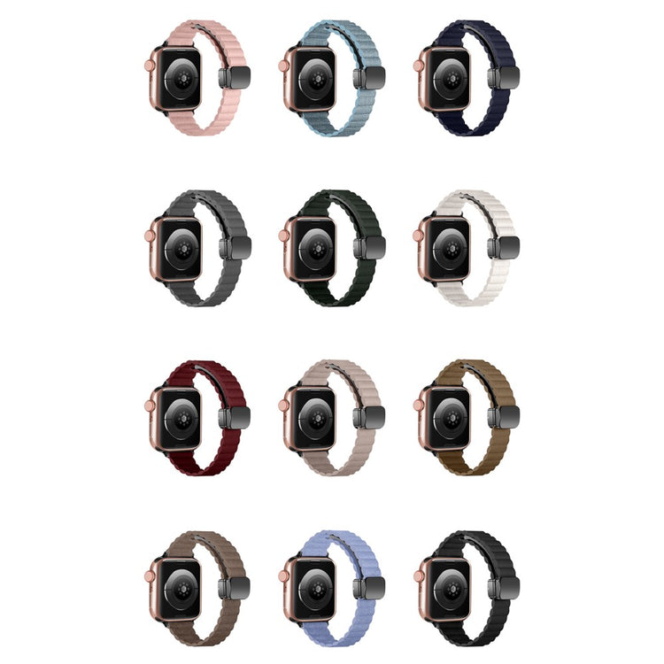 Rigtigt Rart Kunstlæder Universal Rem passer til Apple Smartwatch - Blå#serie_2