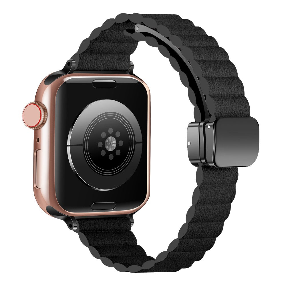 Rigtigt Rart Kunstlæder Universal Rem passer til Apple Smartwatch - Sort#serie_4