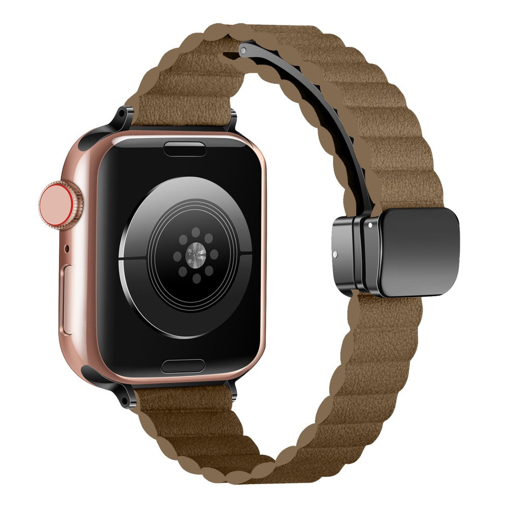 Rigtigt Rart Kunstlæder Universal Rem passer til Apple Smartwatch - Brun#serie_9