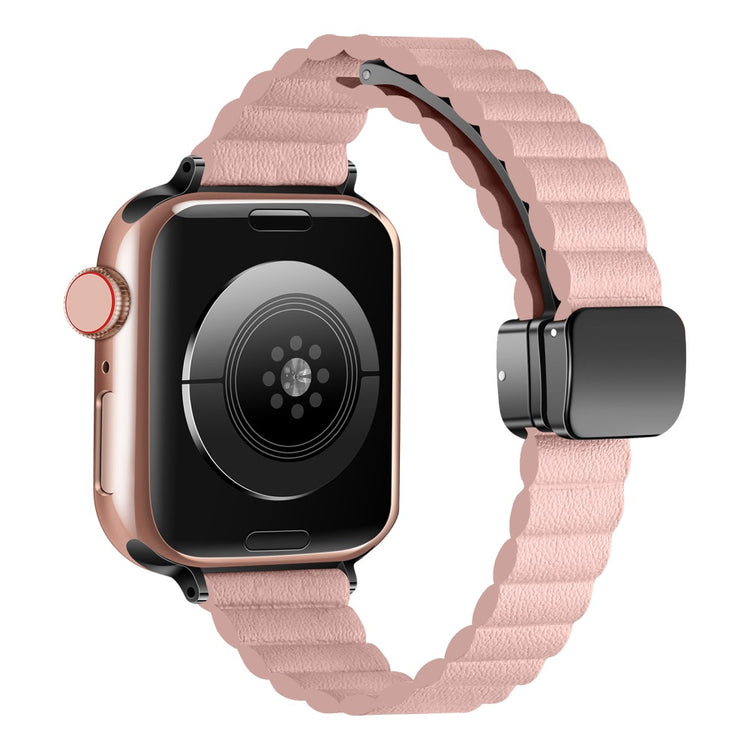 Rigtigt Rart Kunstlæder Universal Rem passer til Apple Smartwatch - Pink#serie_11