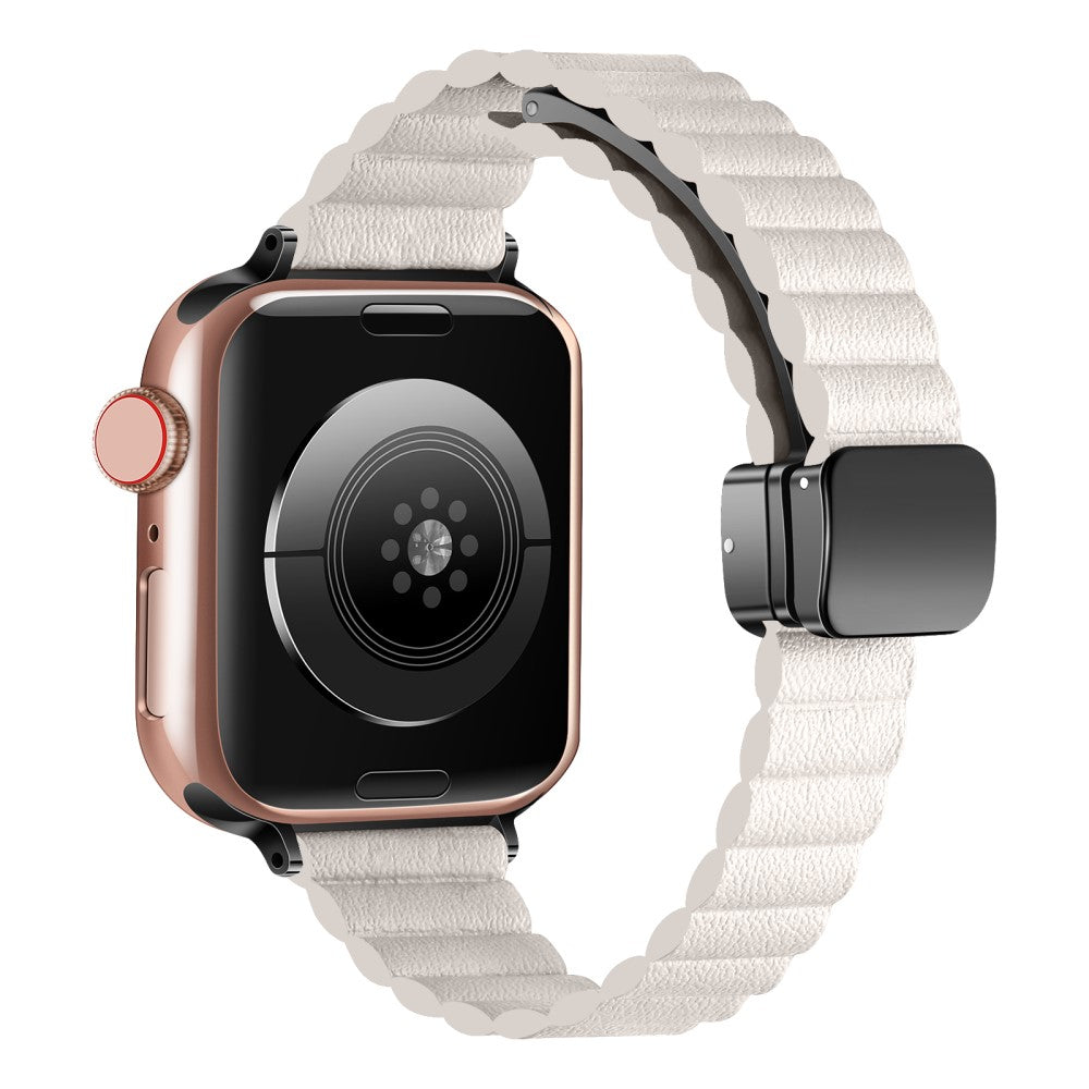 Rigtigt Rart Kunstlæder Universal Rem passer til Apple Smartwatch - Hvid#serie_12