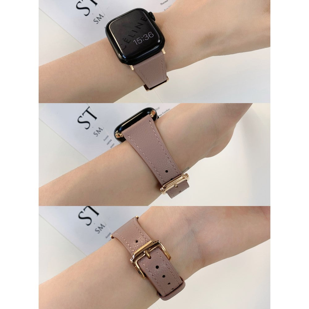 Rigtigt Kønt Ægte Læder Universal Rem passer til Apple Smartwatch - Sort#serie_2