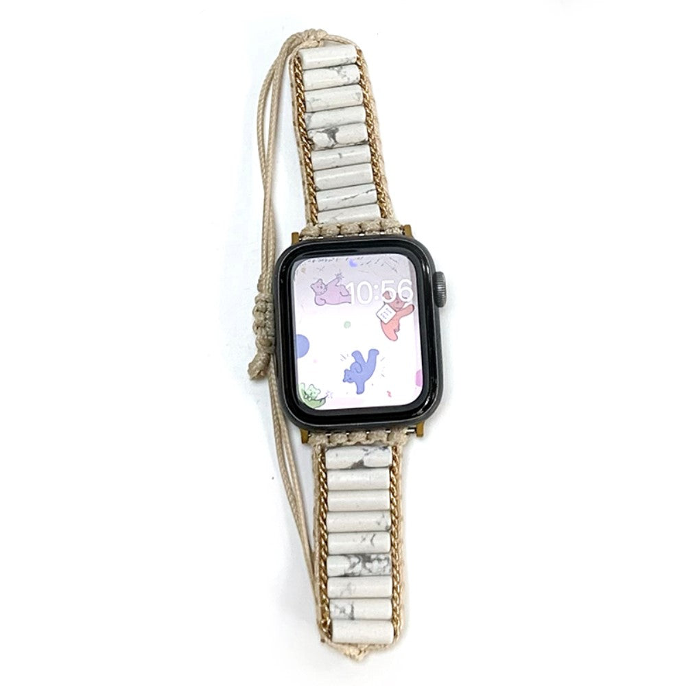 Fed Sten Og Nylon Universal Rem passer til Apple Smartwatch - Hvid#serie_1
