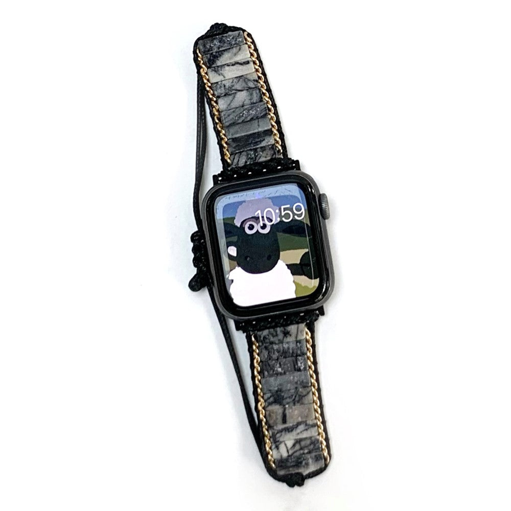 Fed Sten Og Nylon Universal Rem passer til Apple Smartwatch - Sort#serie_3