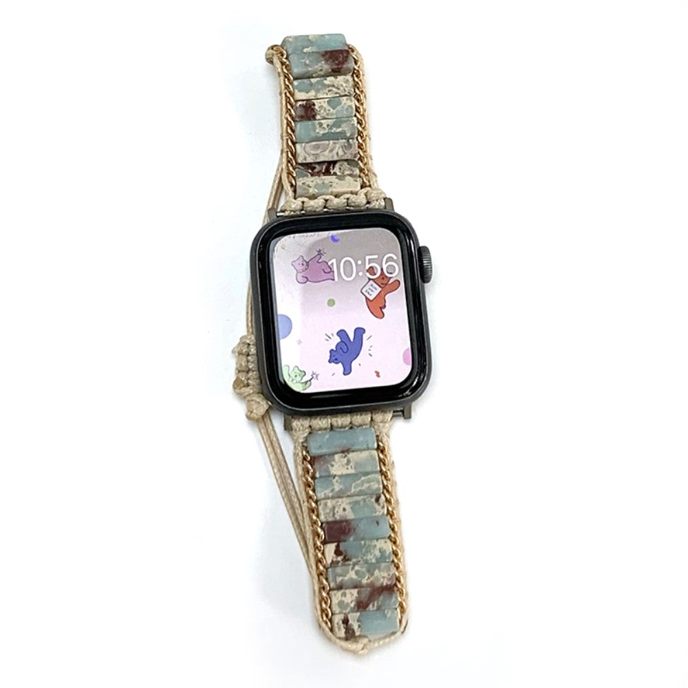 Fed Sten Og Nylon Universal Rem passer til Apple Smartwatch - Hvid#serie_4