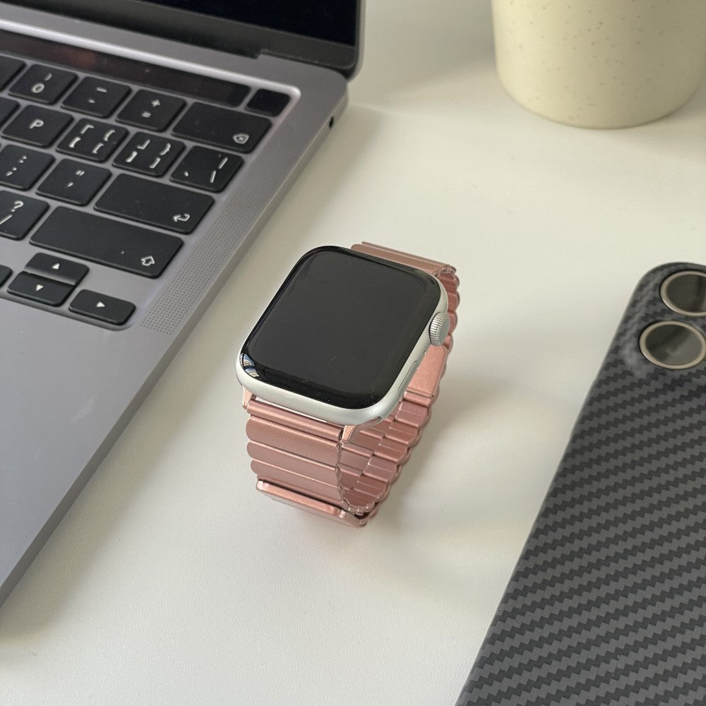 Mega Fed Metal Universal Rem passer til Apple Smartwatch - Pink#serie_1