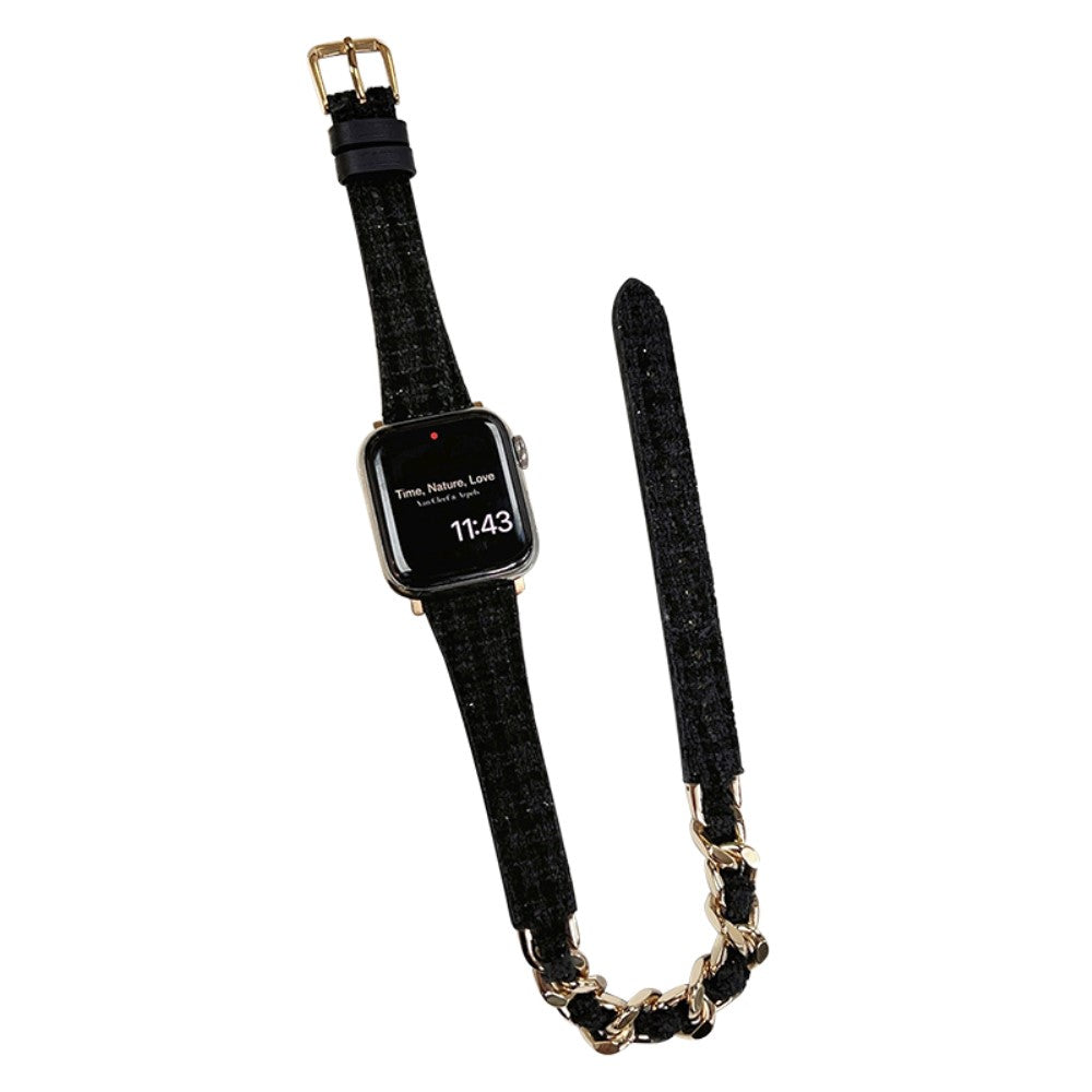 Klassisk Metal Og Kunstlæder Universal Rem passer til Apple Smartwatch - Sort#serie_1