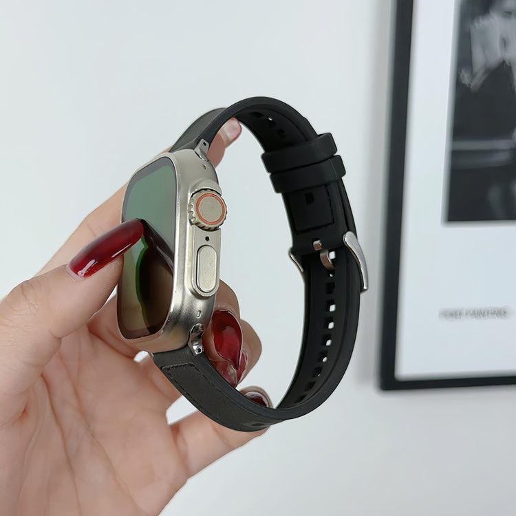 Solid Kunstlæder Og Silikone Universal Rem passer til Apple Smartwatch - Pink#serie_3