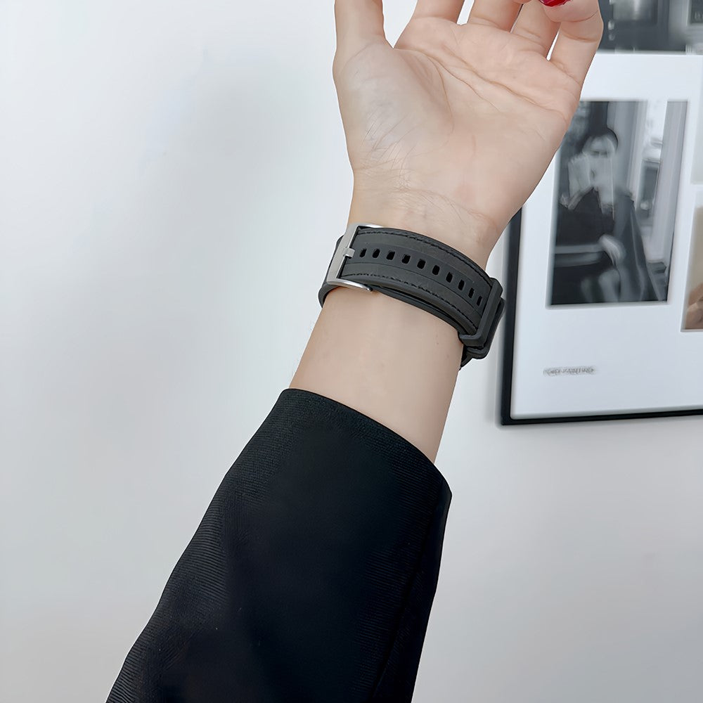 Solid Kunstlæder Og Silikone Universal Rem passer til Apple Smartwatch - Rød#serie_4