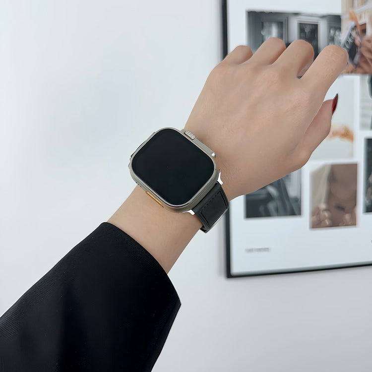 Solid Kunstlæder Og Silikone Universal Rem passer til Apple Smartwatch - Rød#serie_4