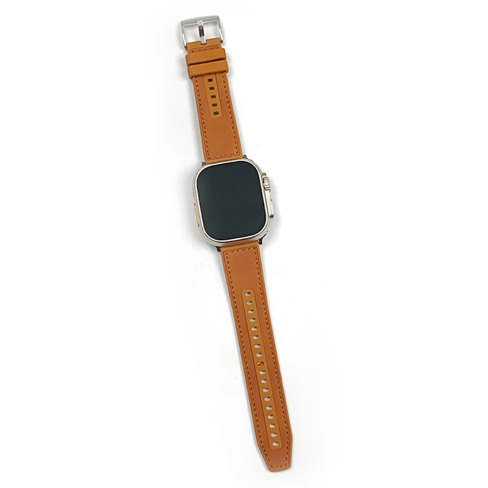 Solid Kunstlæder Og Silikone Universal Rem passer til Apple Smartwatch - Gul#serie_6