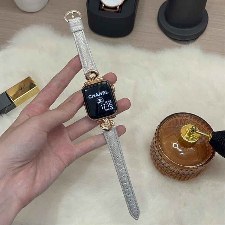 Helt Vildt Skøn Ægte Læder Universal Rem passer til Apple Smartwatch - Hvid#serie_2