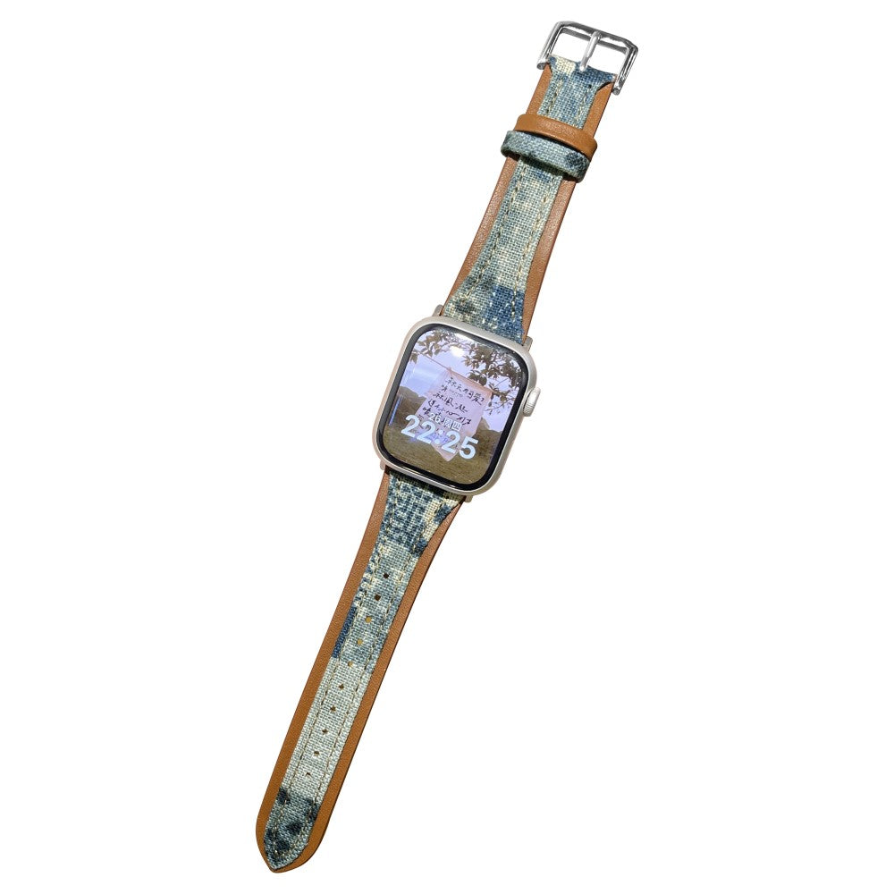 Holdbart Ægte Læder Og Nylon Universal Rem passer til Apple Smartwatch - Brun#serie_1