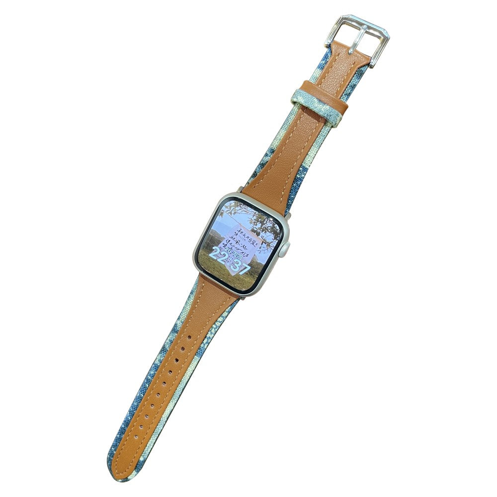 Holdbart Ægte Læder Og Nylon Universal Rem passer til Apple Smartwatch - Brun#serie_5