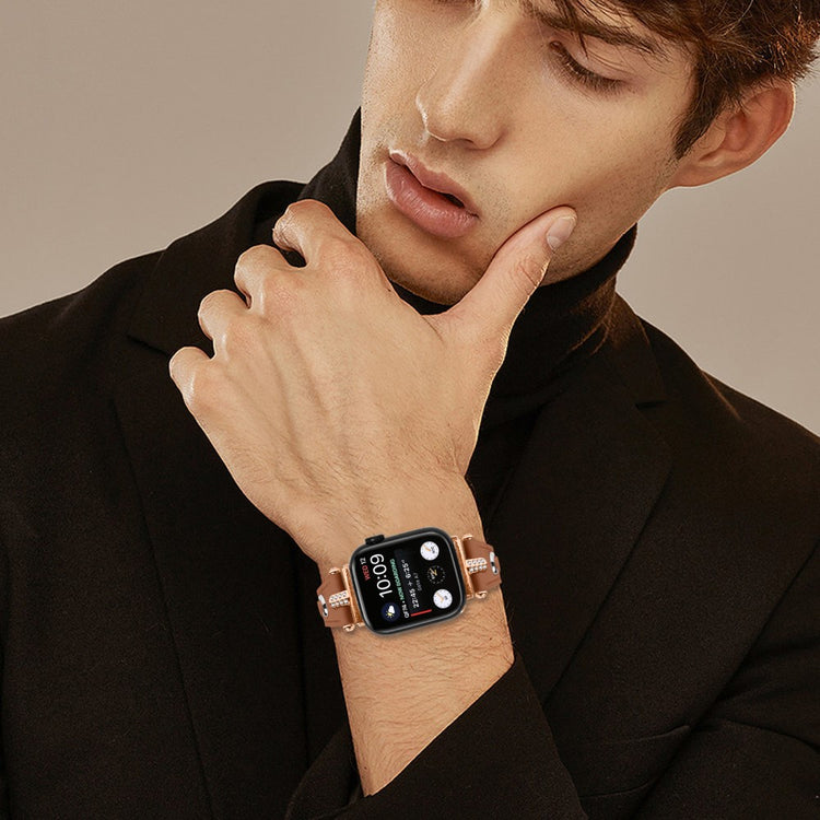 Super Flot Ægte Læder Universal Rem passer til Apple Smartwatch - Brun#serie_5