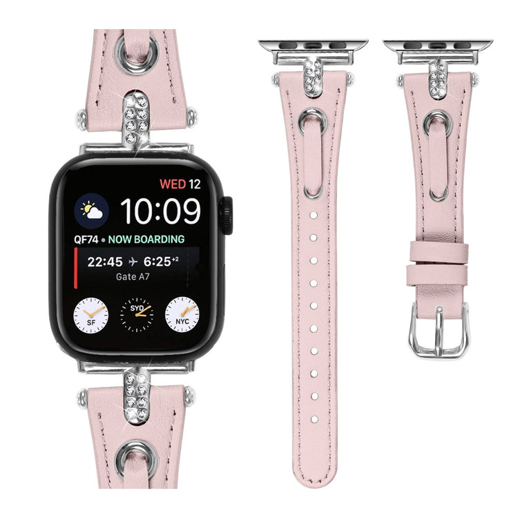 Rigtigt Skøn Ægte Læder Universal Rem passer til Apple Smartwatch - Pink#serie_1