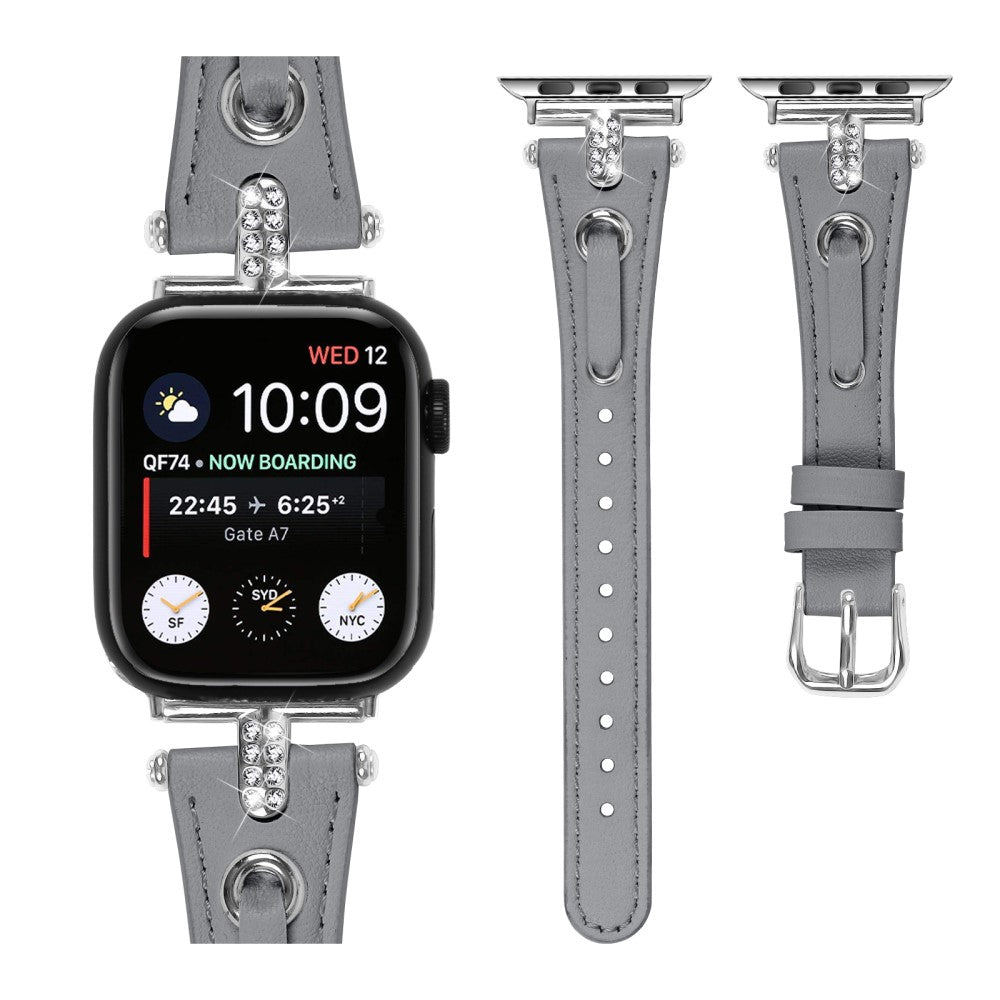 Rigtigt Skøn Ægte Læder Universal Rem passer til Apple Smartwatch - Sølv#serie_3