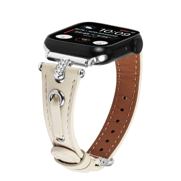 Rigtigt Skøn Ægte Læder Universal Rem passer til Apple Smartwatch - Hvid#serie_4