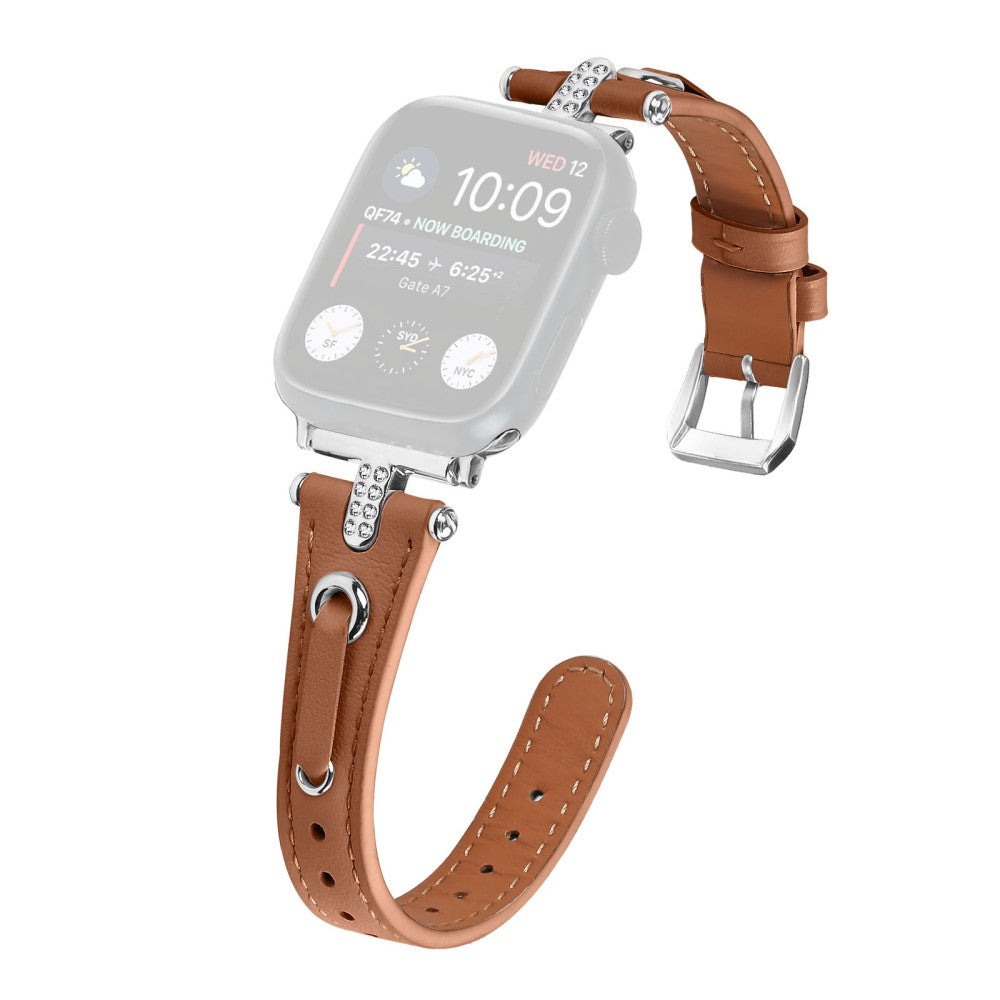 Rigtigt Skøn Ægte Læder Universal Rem passer til Apple Smartwatch - Brun#serie_5