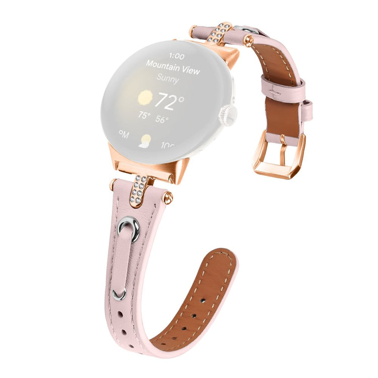 Cool Ægte Læder Rem passer til Google Pixel Watch - Pink#serie_1