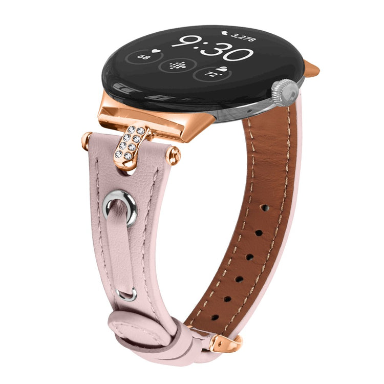 Cool Ægte Læder Rem passer til Google Pixel Watch - Pink#serie_1