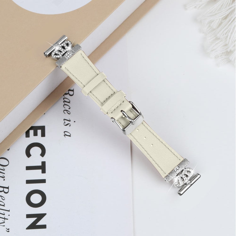 Misfit Vapor Cowhide Watch Band Rhinestone Crown Design Replace Strap - Apricot#serie_3