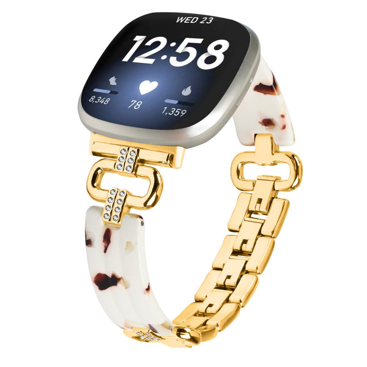 Metal, Plastik Og Rhinsten Universal Rem passer til Fitbit Versa 4 / Fitbit Sense 2 - Guld#serie_3