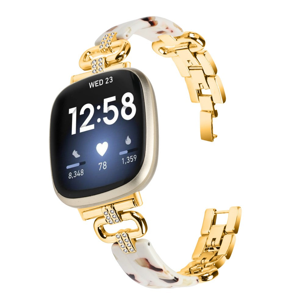 Metal, Plastik Og Rhinsten Universal Rem passer til Fitbit Versa 4 / Fitbit Sense 2 - Guld#serie_3