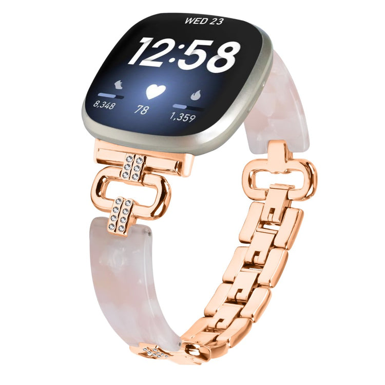 Metal, Plastik Og Rhinsten Universal Rem passer til Fitbit Versa 4 / Fitbit Sense 2 - Pink#serie_4