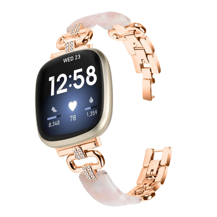 Metal, Plastik Og Rhinsten Universal Rem passer til Fitbit Versa 4 / Fitbit Sense 2 - Pink#serie_4